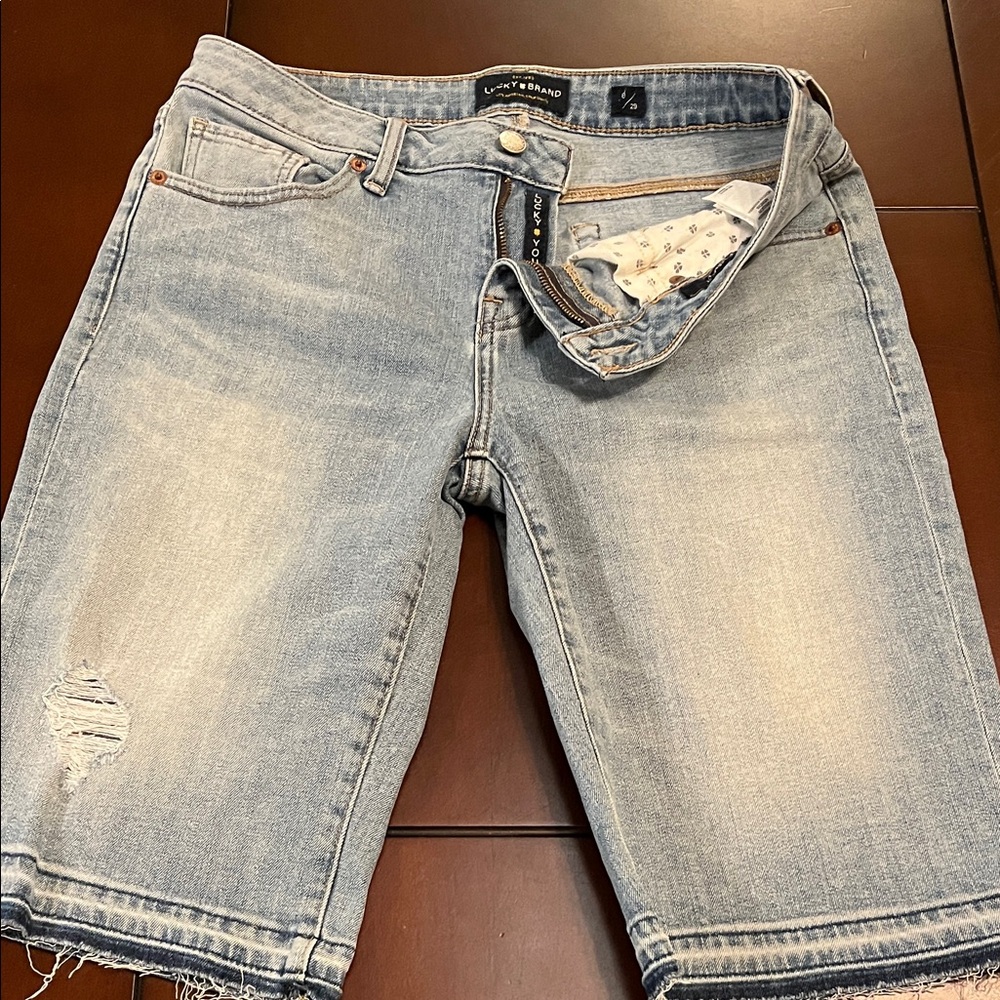 Lucky Brand Faded Light Blue Denim Bermuda Shorts